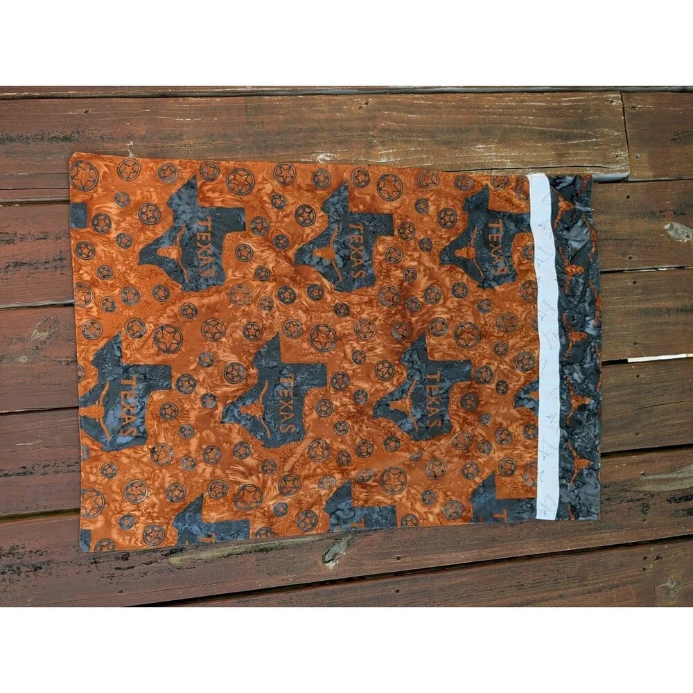 Texas Longhorns UT Handmade Artisan Batik Standard Pillowcase Quilt Across Texas